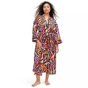 Women's Long Satin Disco Zebra Pink Robe - SOLD OUT XL 🧡💖